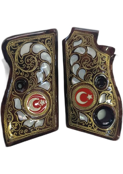 Tek Düğmeli Beretta Mod 70 Işlemeli Ahşap Kabze