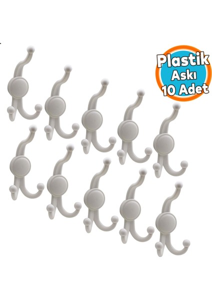 Askılık Portmanto Vestiyer Banyo Dolap Elbise Askısı Sert Plastik 10 Adet