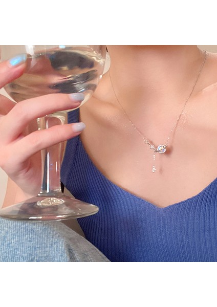 High-End Hafif Lüks Titanyum Çelik Kolye Kadın Niş Tasarımı Sıcak Kız Inci Köprücük Kemiği Zinciri Moda Çok Yönlü Aksesuar (Yurt Dışından)