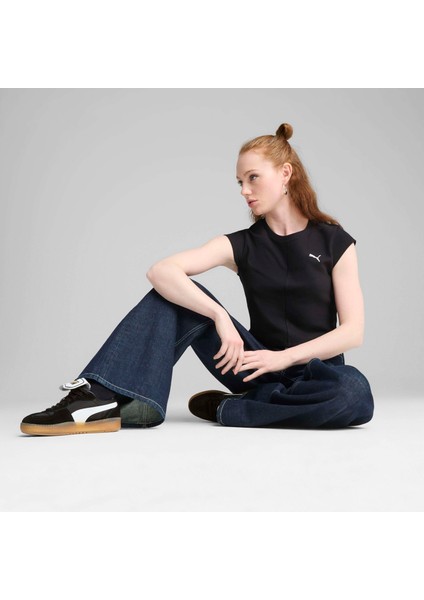 Kadın Siyah Puma Wardrobe Ess Ribbed Baby Tee Siyah Kadın Crop modelleri