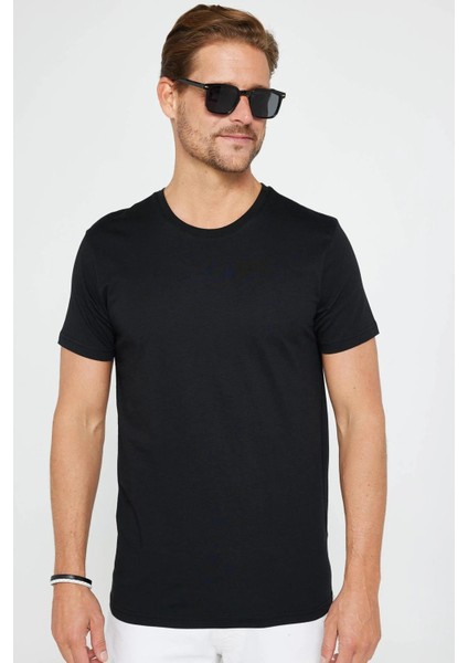 5'li Paket Siyah-Beyaz Slim Fit Dar Kesim Pamuk Bisiklet Yaka Tişört fırsatları