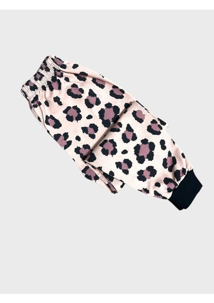 Kız Çocuk Pamuklu Krem Rengi Leopar Desenli Uzun Kollu Mevsimlik Pijama Takımı