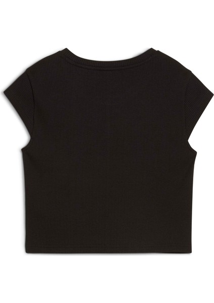 Kadın Siyah Puma Wardrobe Ess Ribbed Baby Tee Siyah Kadın Crop fırsatları