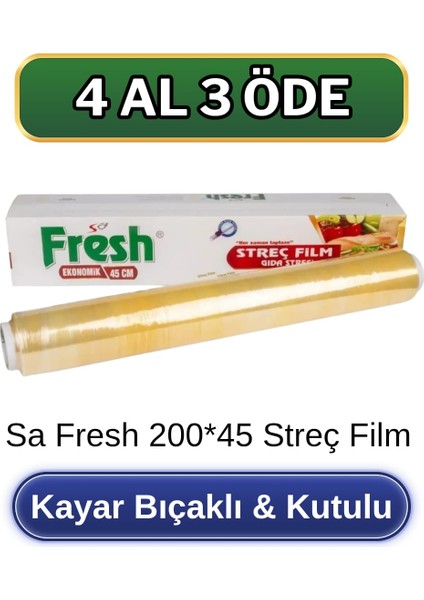 Streç Film 200 M * 45 cm 8 Mikron Kutulu