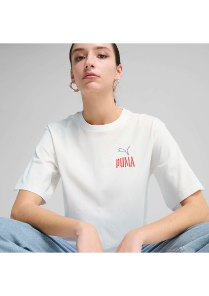 Kadın Beyaz Puma Wardrobe Ess Graphic Tee Beyaz Kadın T-Shirt modelleri