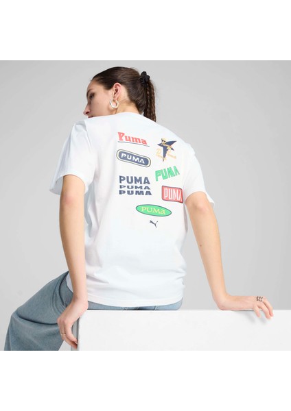 Kadın Beyaz Puma Wardrobe Ess Graphic Tee Beyaz Kadın T-Shirt fırsatları