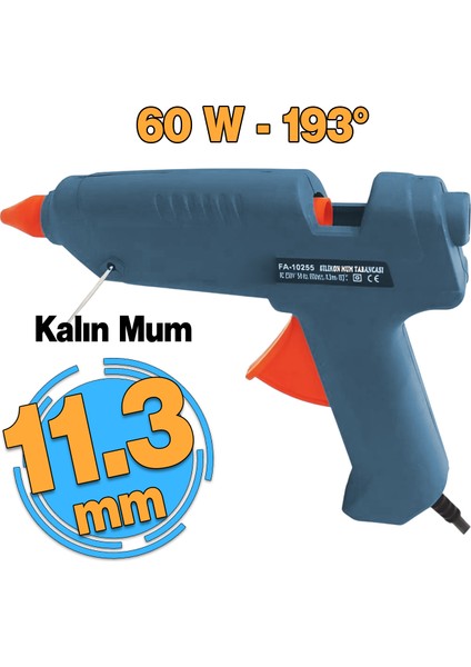 Elektrikli 193° C Sıcak Mum Silikon Tabancası 11.3 mm Kalın Mum Çubuğu Tutkal Isı 60 W 1 Adet