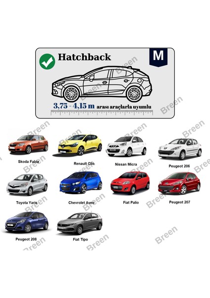 Hatchbacklerle Uyumlu Gri - M Araba Branda, Oto Örtüsü (Araç uzunluğu 3.75m-4.15m arası) fırsatları