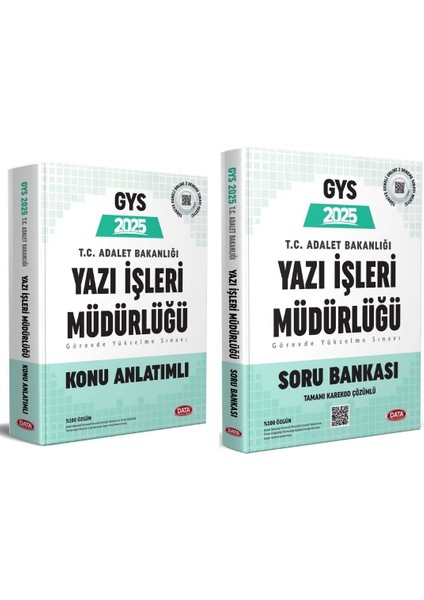 Data 2025 Gys Adalet Bakanlığı Yazı Işleri Müdürlüğü Konu + Soru 2 Li Set Data Yayınları