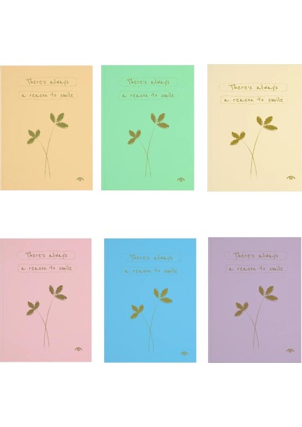 Pastel Sert Kapak 14*20 96 Yp. Çizgili Defter Seti 6'lı