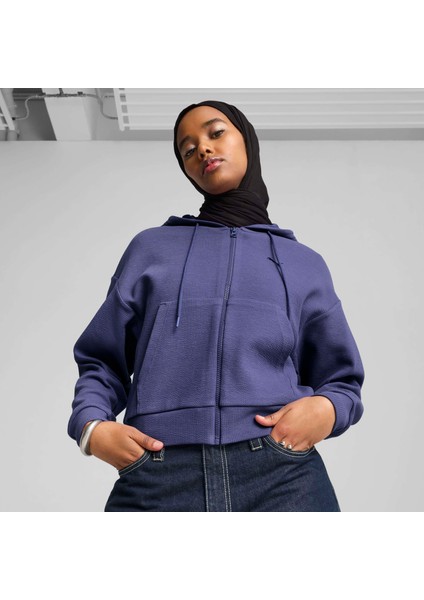 Kadın Mavi Puma Her Crop Full-Zip Hoodie Mavi Kadın Hoodie
