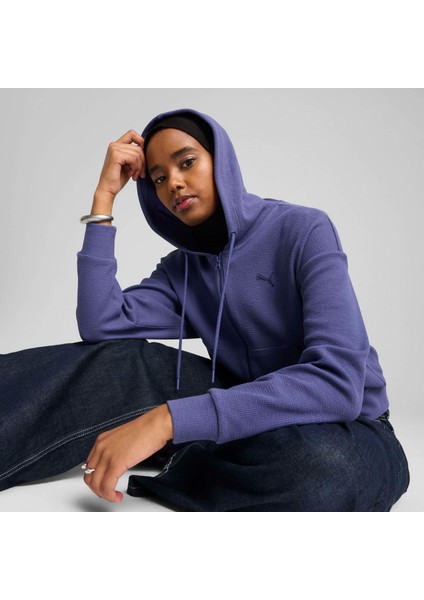 Kadın Mavi Puma Her Crop Full-Zip Hoodie Mavi Kadın Hoodie fiyatları