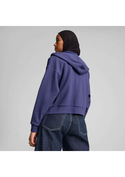 Kadın Mavi Puma Her Crop Full-Zip Hoodie Mavi Kadın Hoodie fırsatları