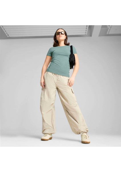 Kadın Yeşil Puma Wardrobe Ess Slim Tee Yeşil Kadın T-Shirt