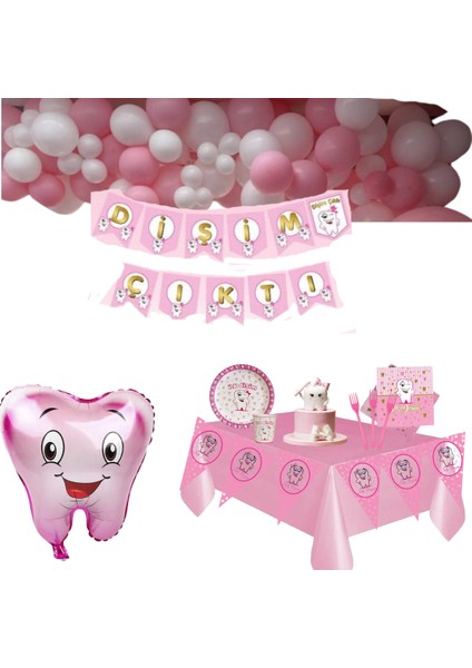 Pembe Temalı Ilk Diş Partisi Set