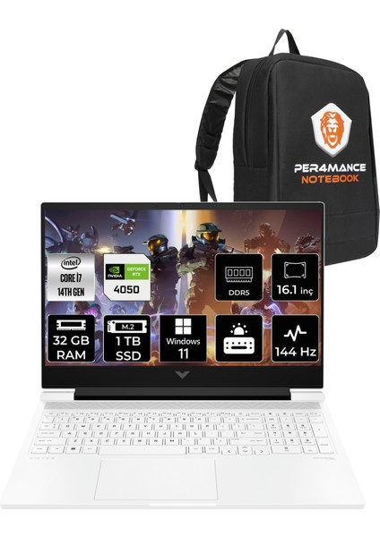 Victus 16 Intel Core I7 14700HX 32GB 1tb SSD RTX4050/6GB 16.1" Fhd 144HzWindows 11 Pro Taşınabilir Bilgisayar & Per4 Çanta 9J271EAPN398