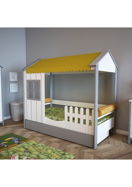 Cozy Gri Montessori Çocuk Odası Karyola 100x200 cm