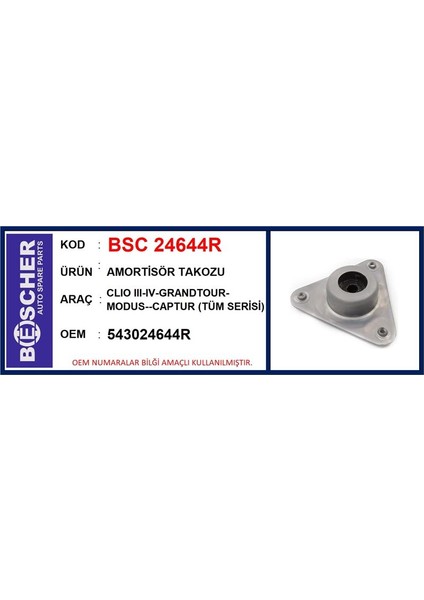 BSC-24644R - Amortısor Takozu Renault Clıo Iıı 06> Modus 05>, Clıo Iv 12> Captur 13>