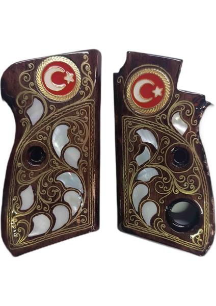 Tek Düğmeli Beretta Mod 70 Işlemeli Ahşap Kabze