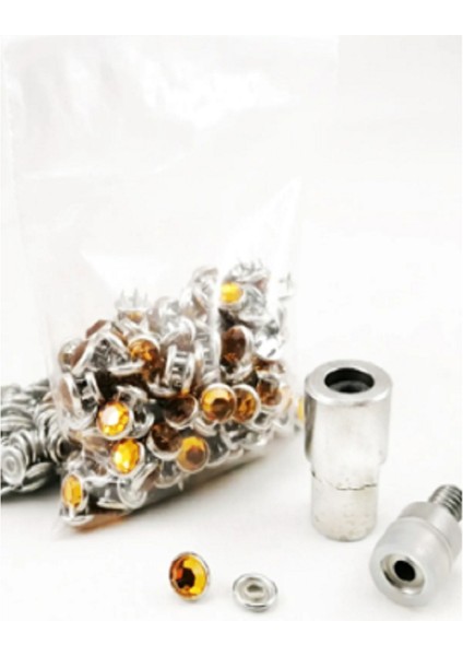 KLİNKSHOP Kristal Taşlı Giysi Kot ve Ev Tekstili Süsleme Malzeme Kiti - Sarı