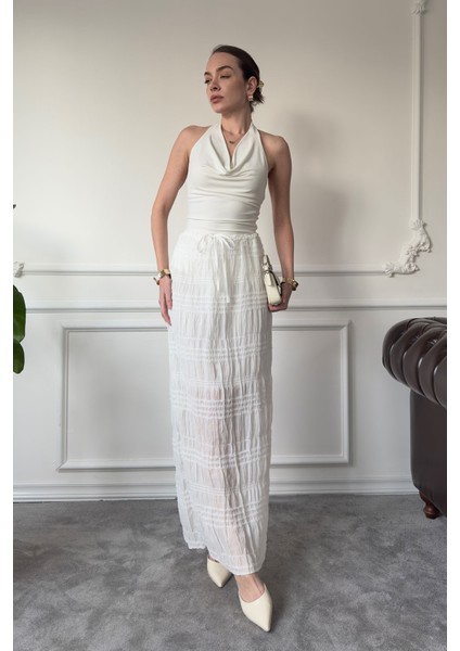 Gipeli Şifon Etek- Beyaz fırsatları