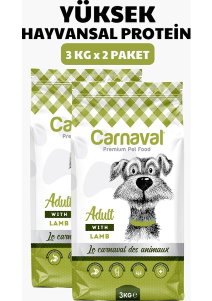 Kuzu Etli Yetişkin Köpek Maması 6kg (2X3kg)