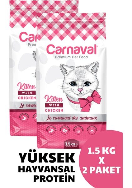 Tavuklu Yavru Kedi Maması 3 kg (2x1.5kg)