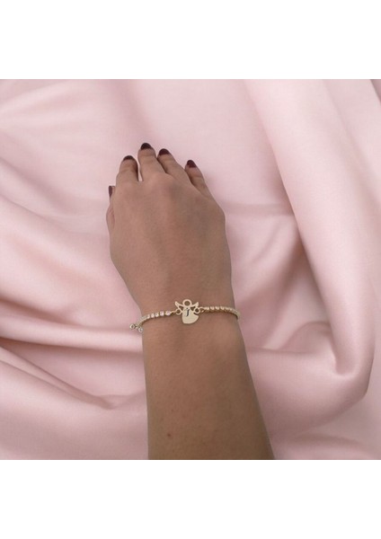 Mevlana Motifli Zarif Beyaz Taşlı ve 14 Ayar Altın Plakalı Harfe Özel Bileklik fiyatları