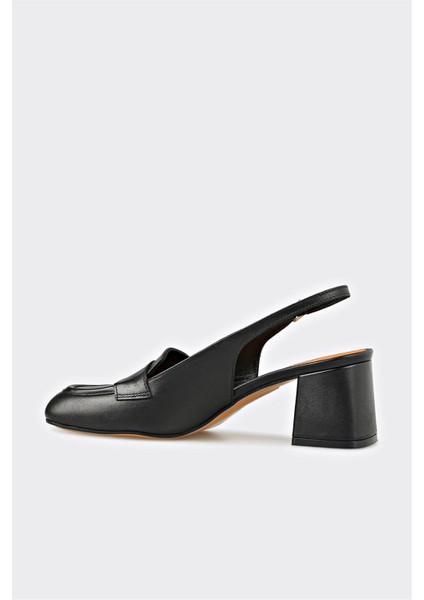 Siyah Deri Kadın Topuklu Ayakkabı modelleri