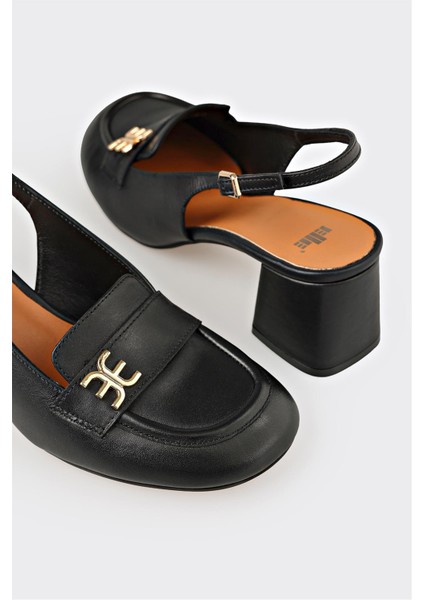 Siyah Deri Kadın Topuklu Ayakkabı fırsatları