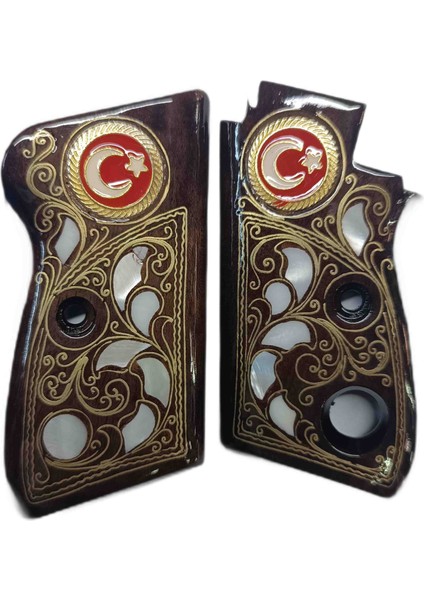 Tek Düğmeli Beretta Mod 70 Işlemeli Ahşap Kabze