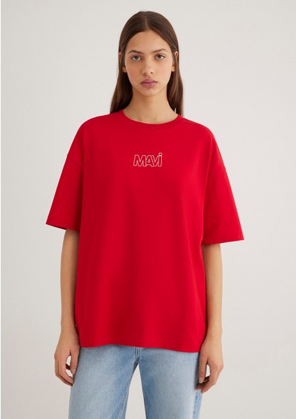 Mavi Logo Baskılı Kırmızı Tişört 1611592-82054 modelleri