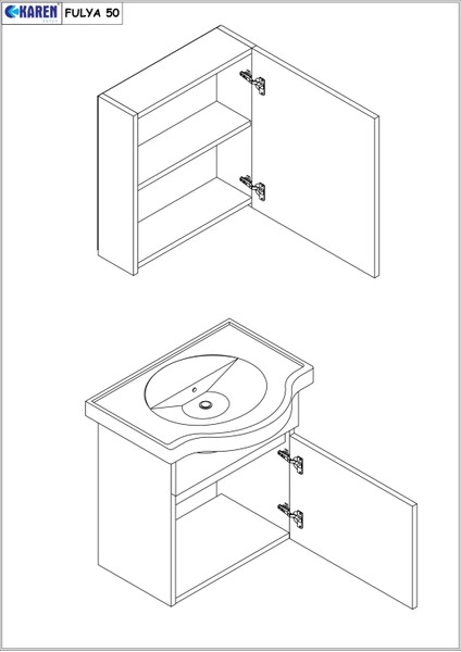 Fulya 50 cm Mdf Lavabolu Aynalı Banyo Dolabı Seti Seramik Lavabo Dahil Beyaz Mdf fırsatları