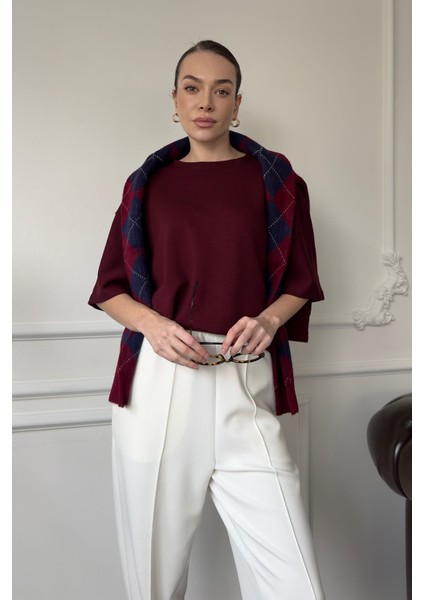 Bisiklet Yaka Modal Basic Tshirt- Bordo
