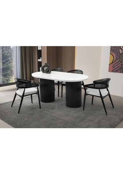 Lora Hg Masa, Kar Beyaz, Siyah Ayak, 160 x 90 fiyatları