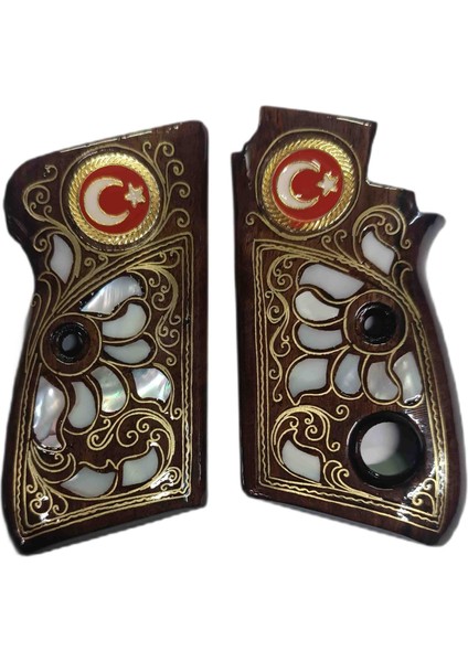 Düğmeli Beretta Mod 70 Işlemeli Ahşap Kabze