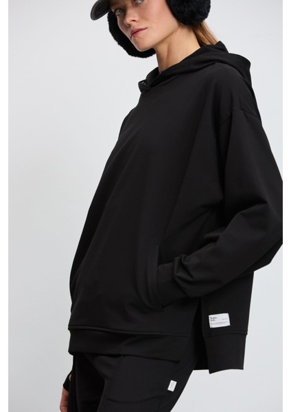 Dökümlü Fit Kapüşonlu Sweatshirt