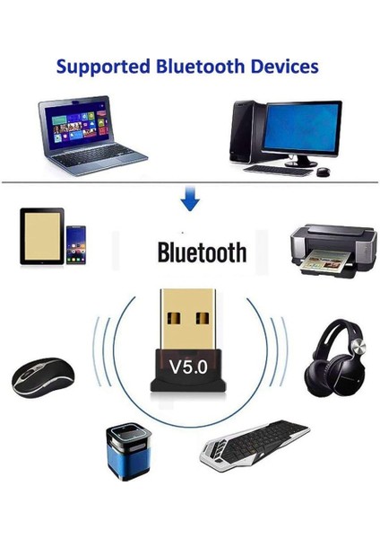 2 Adet Bluetooth 5.0 Adaptör Bluetooth Alıcı Verici Bilgisayar Pc Dizüstü Bilgisayar Için Kablosuz USB Adaptörü (Yurt Dışından)