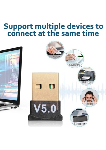 2 Adet Bluetooth 5.0 Adaptör Bluetooth Alıcı Verici Bilgisayar Pc Dizüstü Bilgisayar Için Kablosuz USB Adaptörü (Yurt Dışından)
