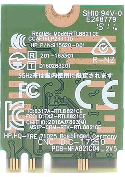 RTL8821CE 802.11AC 1x1 Wi-Fi + Bt 4.2 Combo Adaptör Kartı Sps 915621-001 Hp Probook 450 G5 Serisi Için Kablosuz Ağ Kartı (Yurt Dışından)