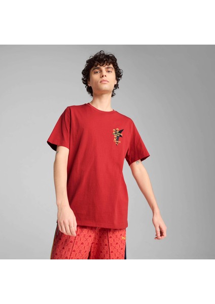 Erkek Puma Wardrobe Ess Graphic Tee Kırmızı Erkek T-Shirt