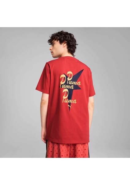 Erkek Puma Wardrobe Ess Graphic Tee Kırmızı Erkek T-Shirt