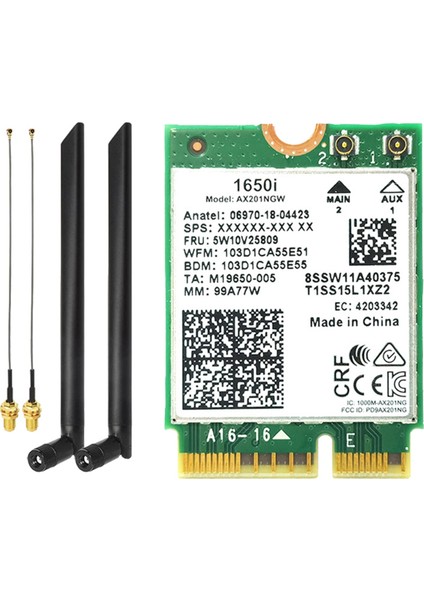 1650I AX201NGW Wifi KARTI+2X8DB Anten 3000MBPS Wıfı6 2.4g/5g Cnvio2 Bluetooth 5.1 Wifi Adaptörü WIN10/WIN11 Için (Yurt Dışından)