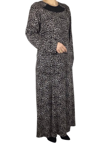 0kadın Desenli Kulplu Büyük Beden Anne Elbise modelleri