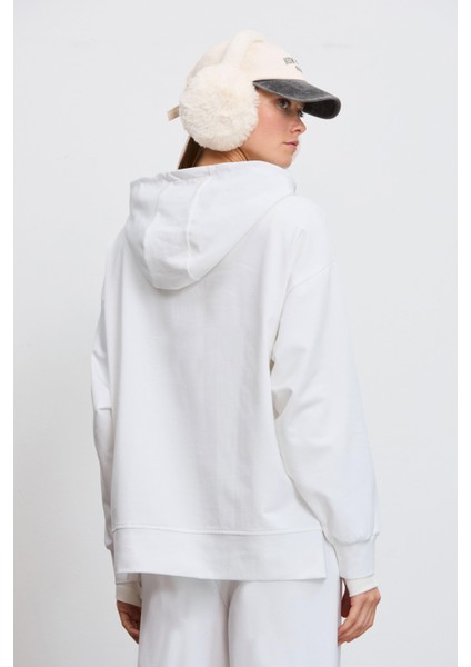 Dökümlü Fit Kapüşonlu Sweatshirt