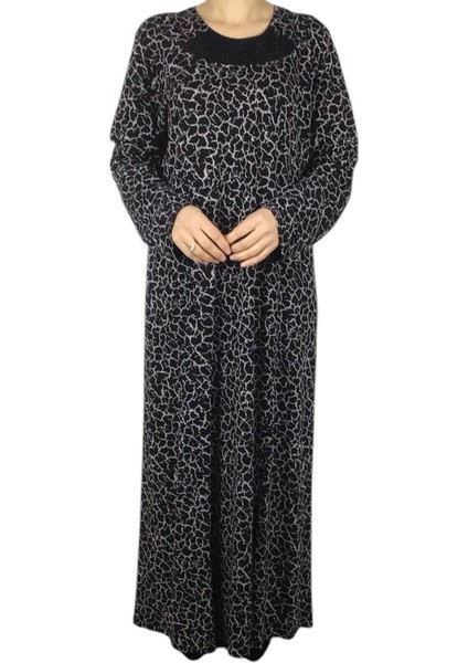 0kadın Desenli Kulplu Büyük Beden Anne Elbise