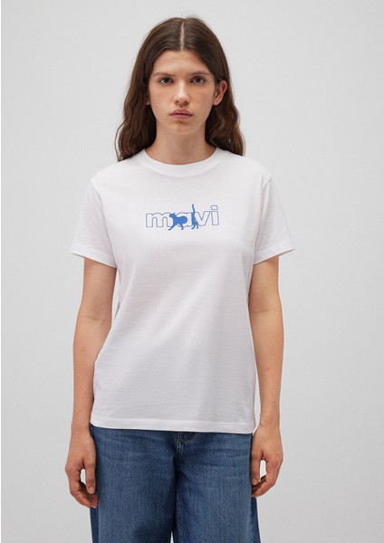 Mavi Kedi Logo Baskılı Beyaz Tişört 1611478-620 modelleri