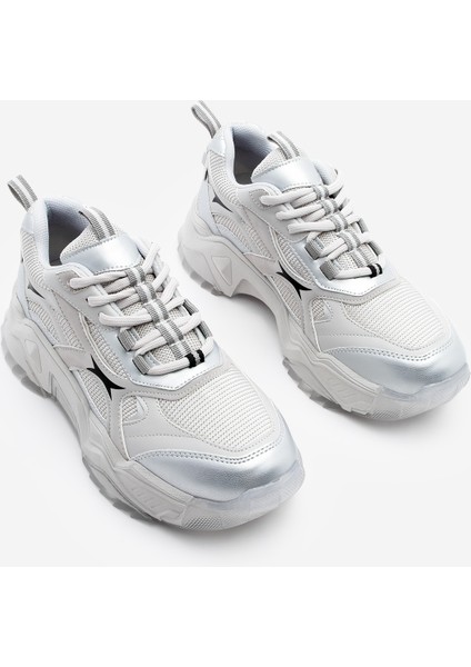Kadın Sneaker Kalın Taban Bağcıklı Çok Parçalı Spor Ayakkabı Mizon