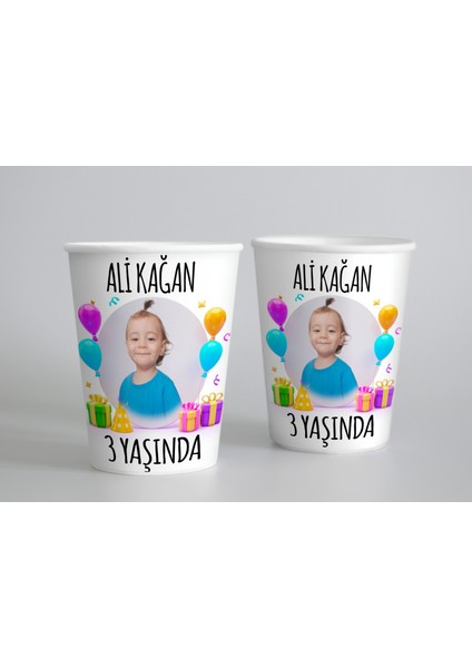 Doğum Günü Temalı Özel Baskılı 7 Oz Karton Bardak - 250 Adet