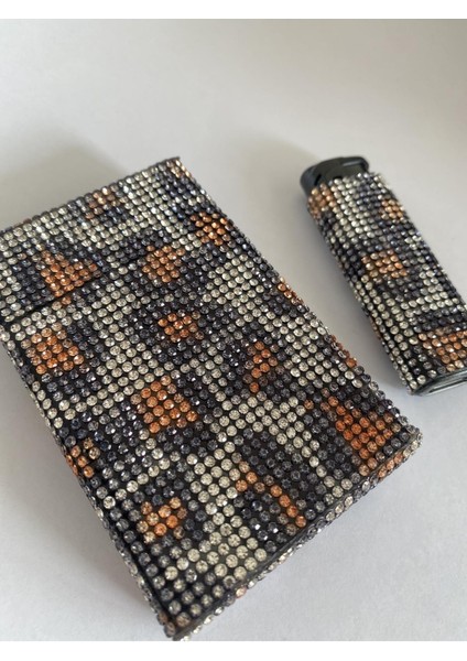 Cigarillo Kılıfı (Black& Brown Leopar Değerli Taş Kaplama) fiyatları